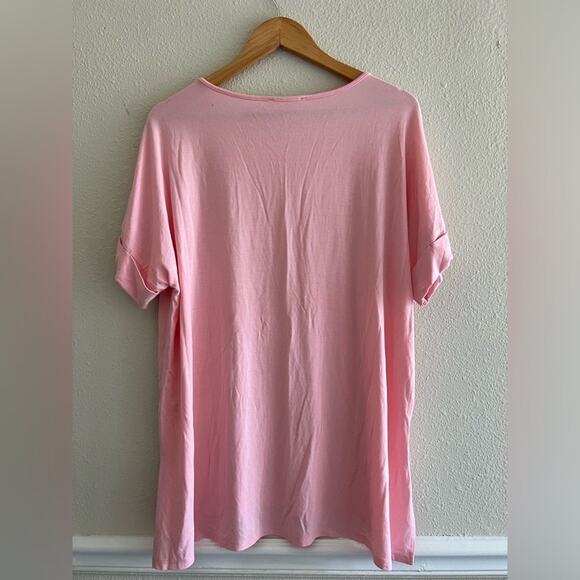 Zenana short sleeve pink top plus size 2X stretchy Essential - Picture 3 of 6